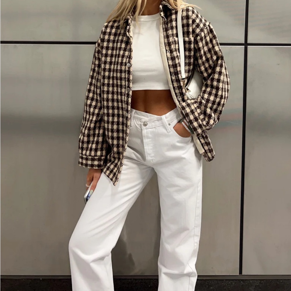 Princess Polly ASYMMETRIC STRAIGHT LEG JEANS WHITE DENIM